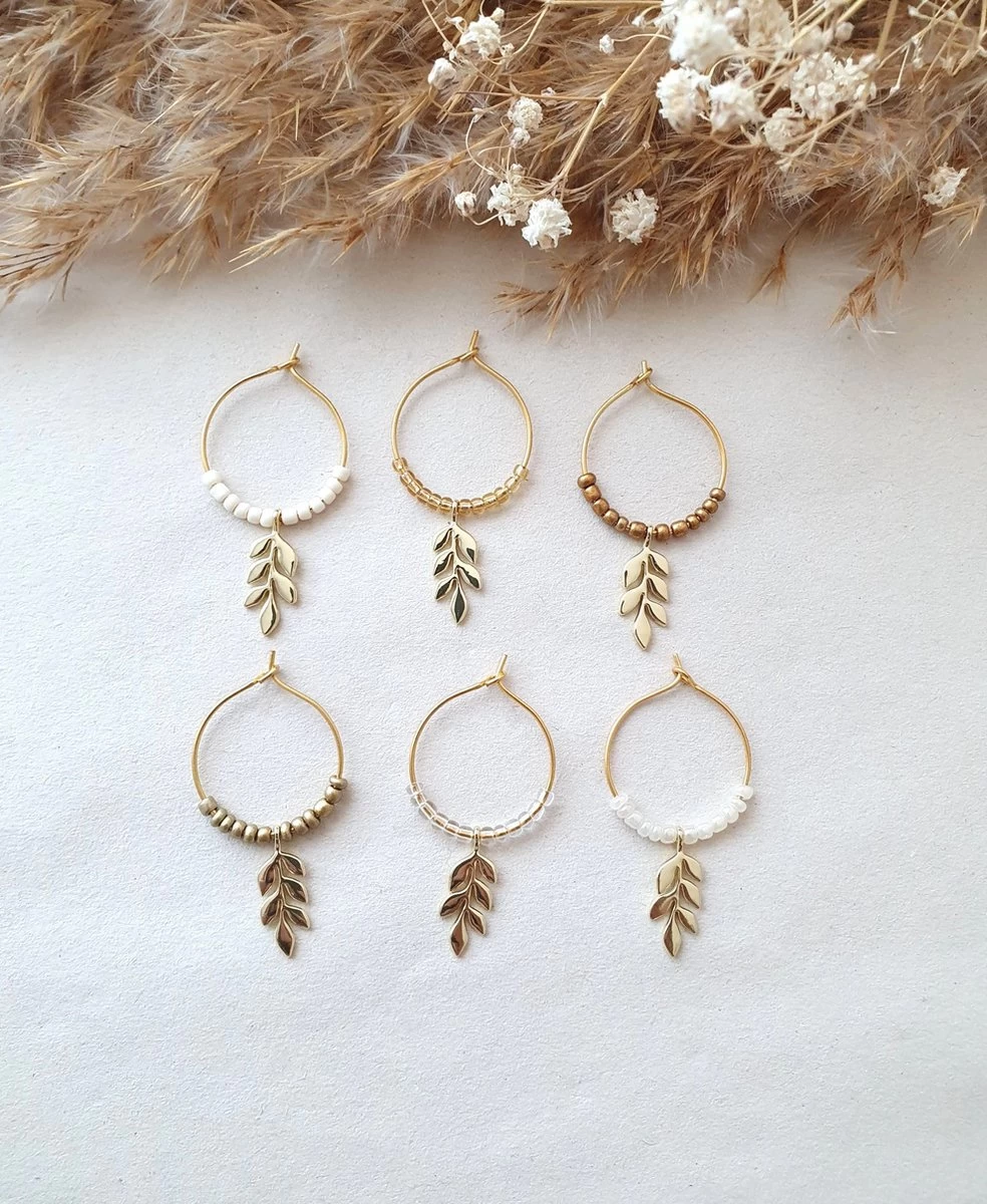 Reconnaître Son Verre à Vin - Marqueur De Verre - Bagues Pour Verre à Vin - Doré - Feuille - Beige 4 Reconnaître Son Verre à Vin - Marqueur De Verre - Bagues Pour Verre à Vin - Doré - Feuille - Beige – Image 2