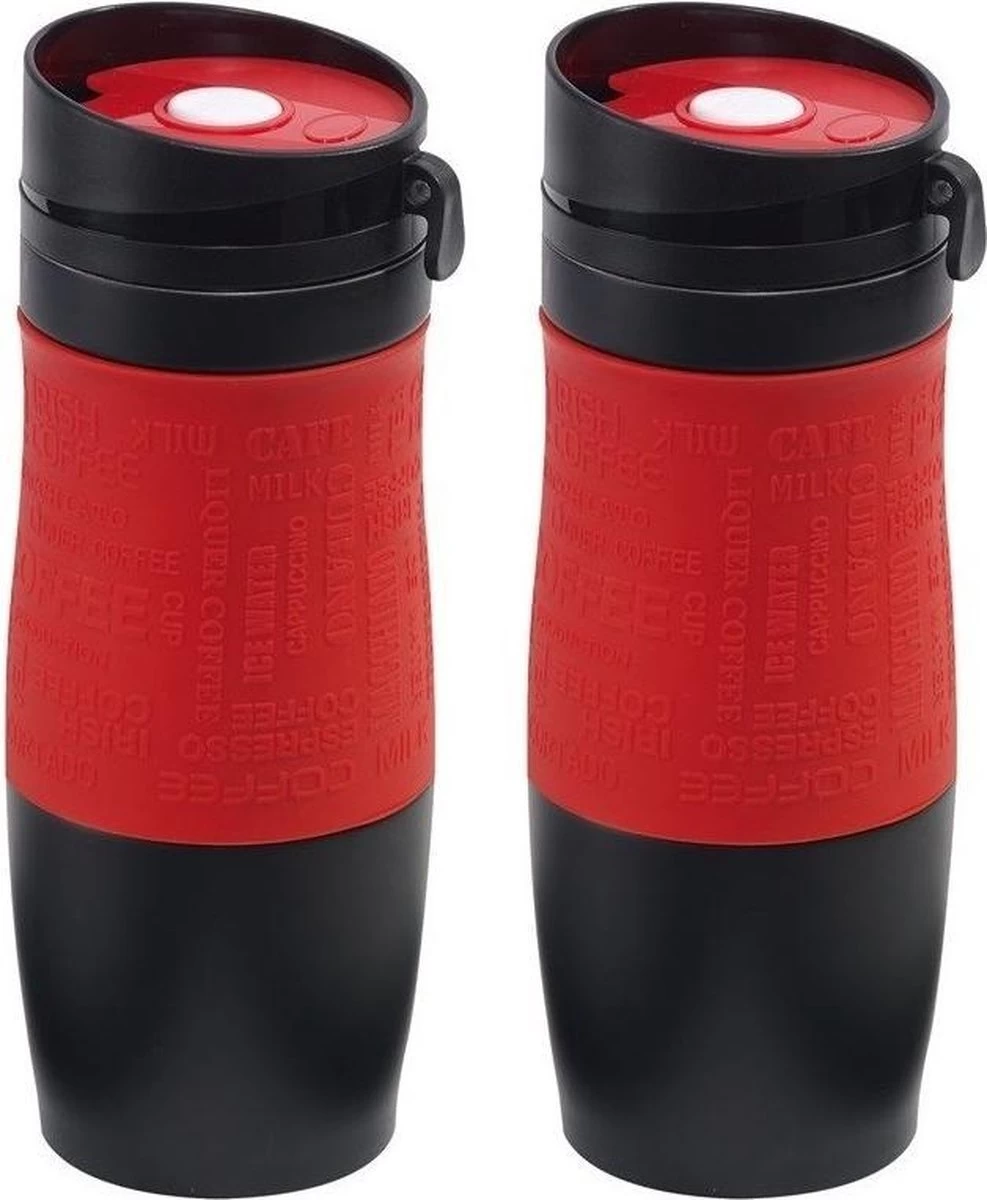 2x Tasses Thermos / Tasses Chauffantes Rouge / Noir 380 Ml - Tasses Isolantes Thermo Café / Thé Double Paroi Avec Bouchon à Vis 3 2x Tasses Thermos / Tasses Chauffantes Rouge / Noir 380 Ml - Tasses Isolantes Thermo Café / Thé Double Paroi Avec Bouchon à Vis