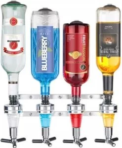 Distributeur De Bar - Distributeur Mural - Décoration Murale - Distributeur De Bouteilles - Porte-bouteilles - Bar - Shots - 4 Bouteilles