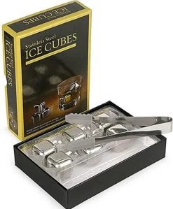 Ensemble De Whisky De Luxe TDR + 6 Pierres à Whisky + Pinces + Boîte De Rangement-Réutilisable -stainless-silver