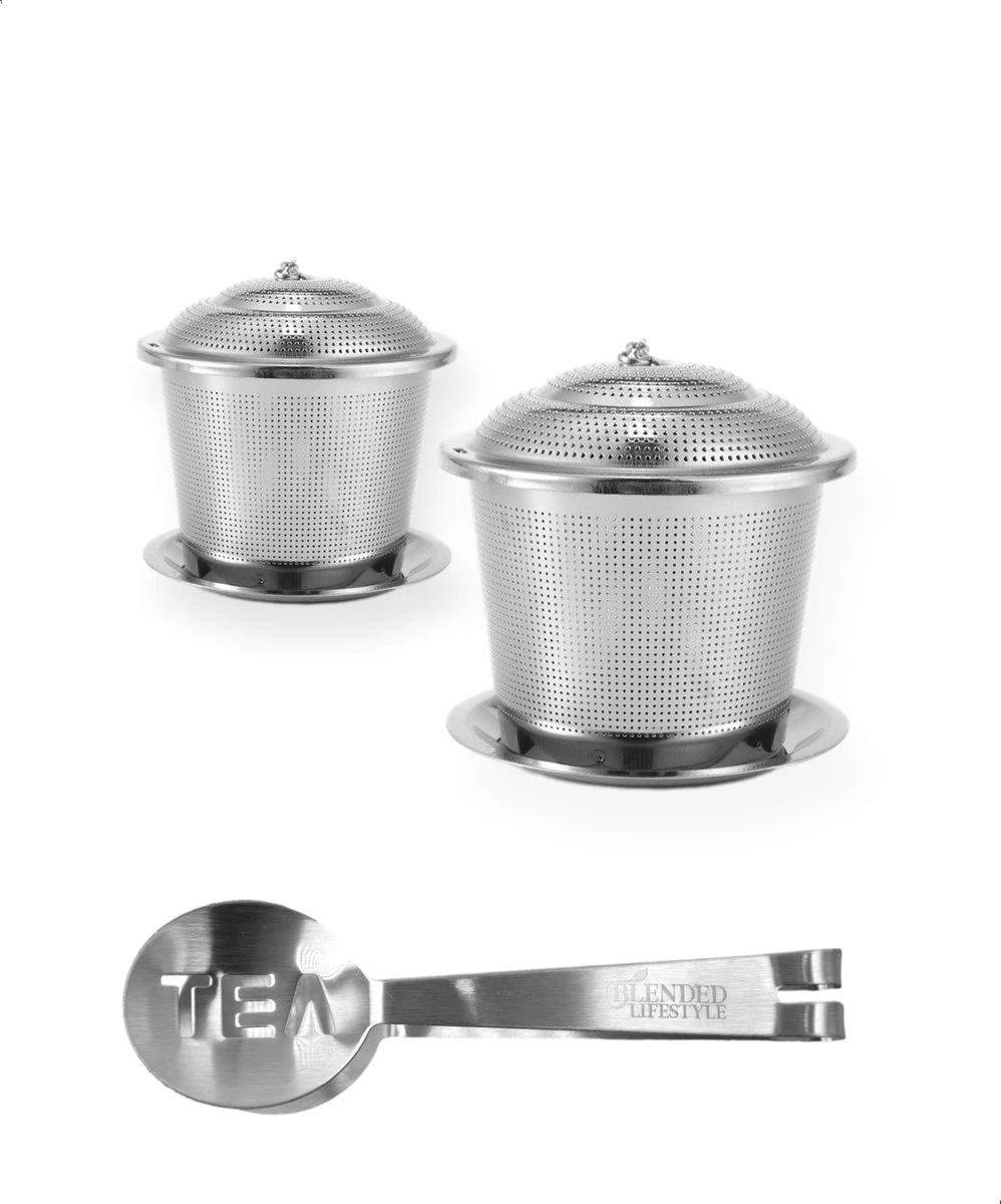 Bulbe D'herbes Pour Passoire à Thé Blended Style De Vie® - Set De 2 - Comprenant Une Assiette D'égouttage Et Un Presse-épices 3 Bulbe D'herbes Pour Passoire à Thé Blended Style De Vie® - Set De 2 - Comprenant Une Assiette D'égouttage Et Un Presse-épices