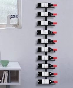 Casier à Vin, Porte-bouteilles, Casier à Bouteilles, Casier De Rangement Mural, Métal, 10 Bouteilles, Noir